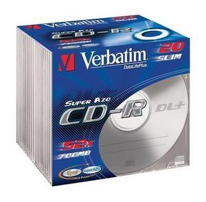 Obrzek - CD-R Verbatim DLP,700MB,52x,Crystal Slim,20pk