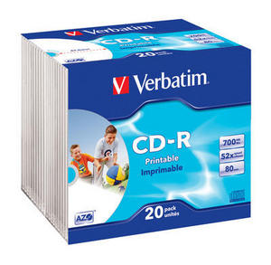 Obrzek - CD-R Verbatim,700MB,52x,Photo Printable Slim,20pk