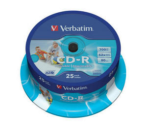 Obrzek - CD-R Verbatim,700MB,52x,Printable 25-Spindle,43439