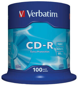 Obrzek - CD-R Verbatim,700MB,52x,EP 100-Spindle,43411,100pk
