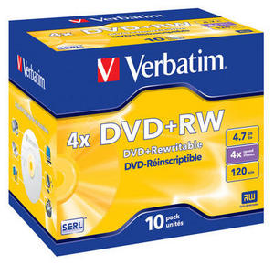 Obrzek - DVD+RW Verbatim 4,7GB,4x,Jewel,43246,10pk