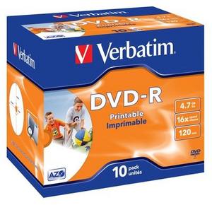 Obrzek - DVD-R Verbatim,43521,4,7GB,16xPrintable jewel,10pk