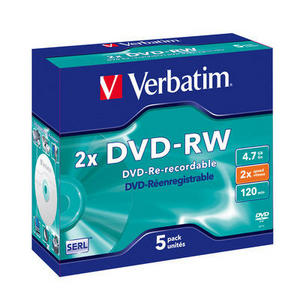 Obrzek - DVD-RW Verbatim 4,7GB,2x,Jewel,43234,5pk